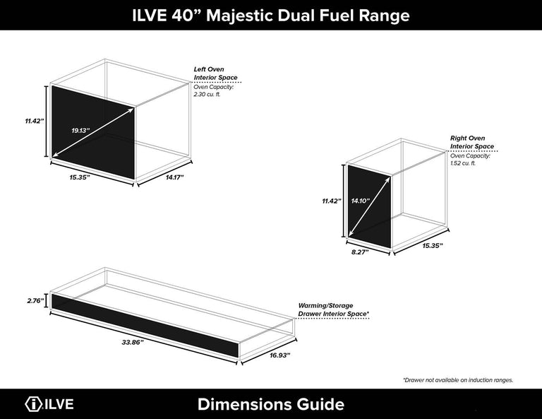 ILVE 40 in. Majestic II Series Natural Gas Burner and Double Electric Oven in Matte Graphite with Chrome Trim, UMD10FDNS3MGCNG