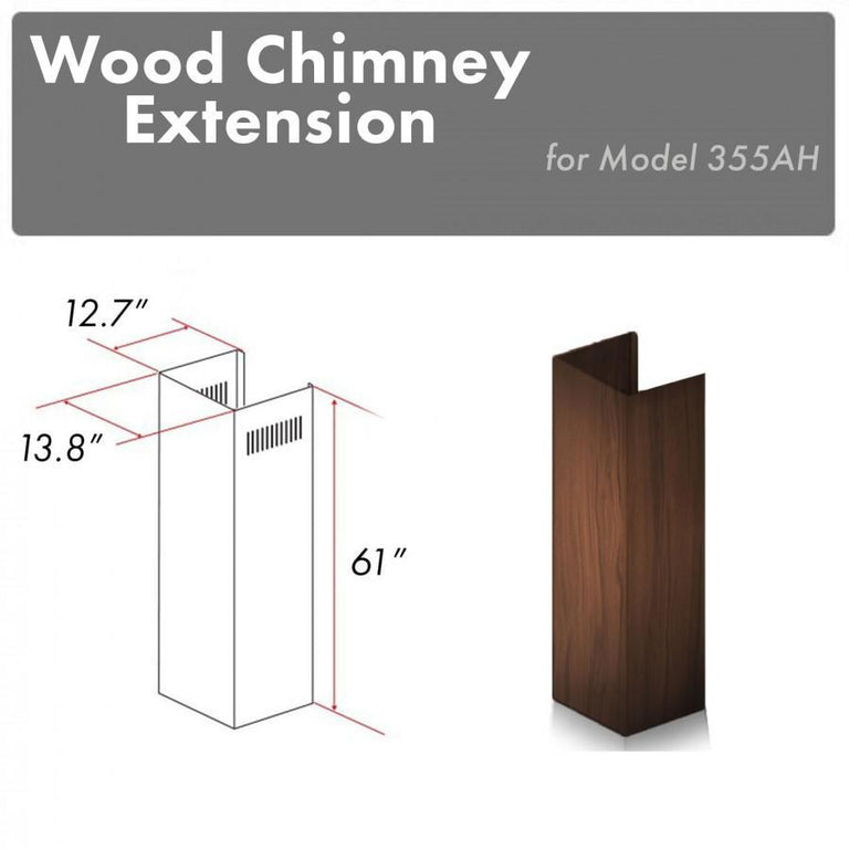 ZLINE 61 in. Wooden Chimney Extension for Ceilings up to 12.5 ft, 355AH-E