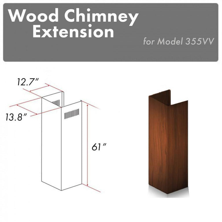 ZLINE 61 in. Wooden Chimney Extension for Ceilings up to 12.5 ft, 355VV-E