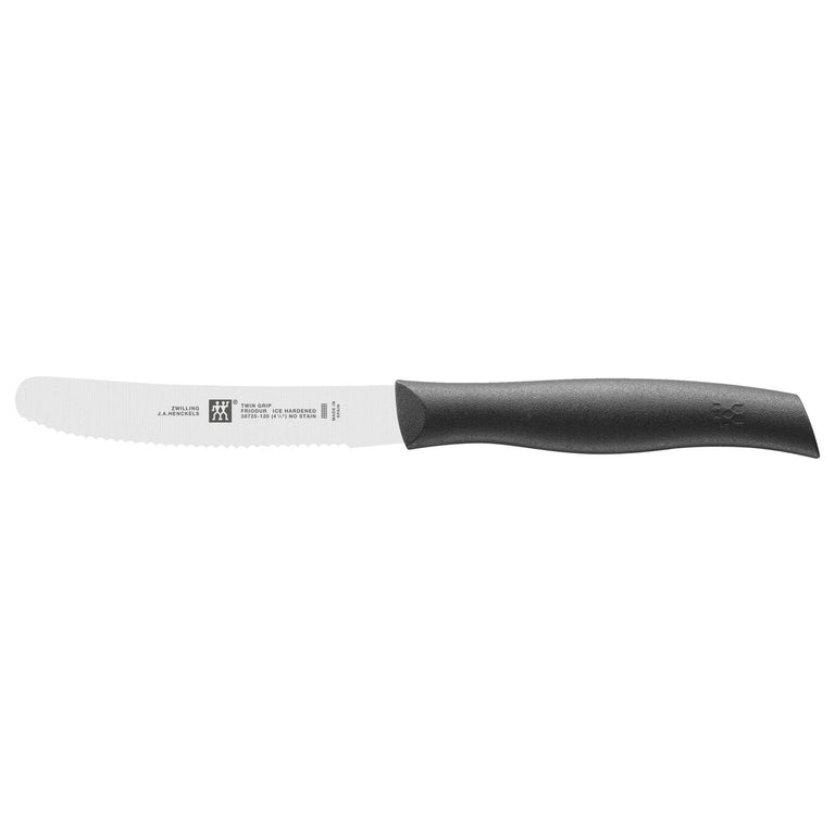 ZWILLING 4.5" Serrated Utility Knife Black, TWIN Grip Series