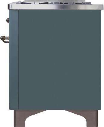 ILVE Majestic II 60" Natural Gas Burner, Electric Oven Range in Blue Grey with Bronze Trim, UM15FDNS3BGBNG