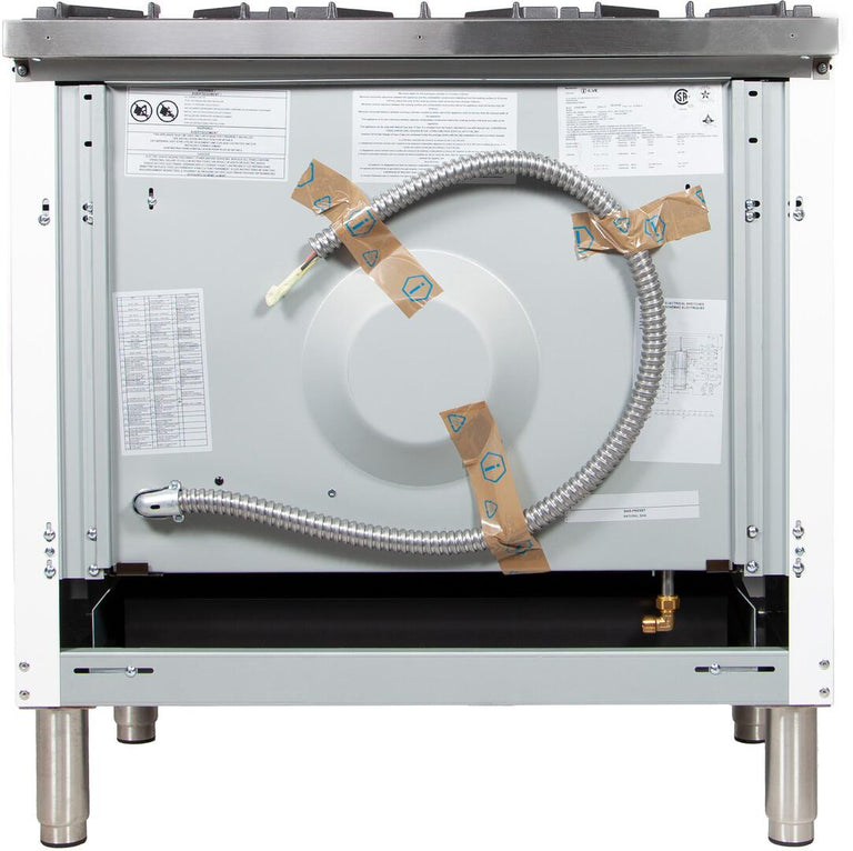 ILVE 36 in. Nostalgie Series Single Oven Natural Gas Burner and Electric Oven Range in White with Brass Trim, UPN90FDMPBNG