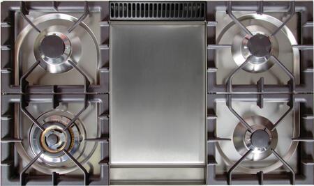 ILVE Professional Plus 36" Natural Gas Burner, Electric Oven Range in Glossy Black with Chrome Trim, UPW90FDMPNNG