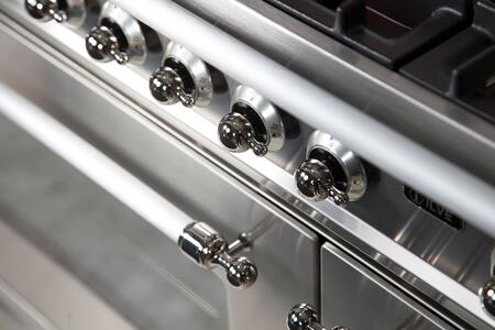ILVE 48 in. Nostalgie Series Natural Gas Burner and Electric Oven Range in Stainless Steel with Chrome Trim, UPN120FDMPIXNG