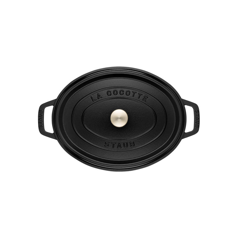 Staub 7 Qt. Cast Iron Oval Dutch Oven in Black