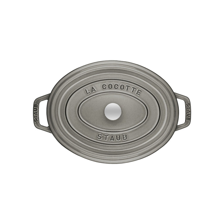 Staub 1 Qt. Cast Iron Oval Dutch Oven in Graphite Grey