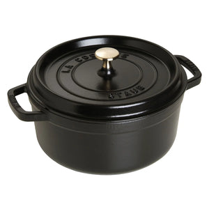 Staub 4 Qt. Cast Iron Round Dutch Oven in Black