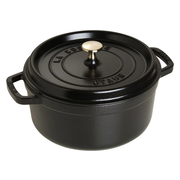 Staub 4 Qt. Cast Iron Round Dutch Oven in Black – Premium Home Source