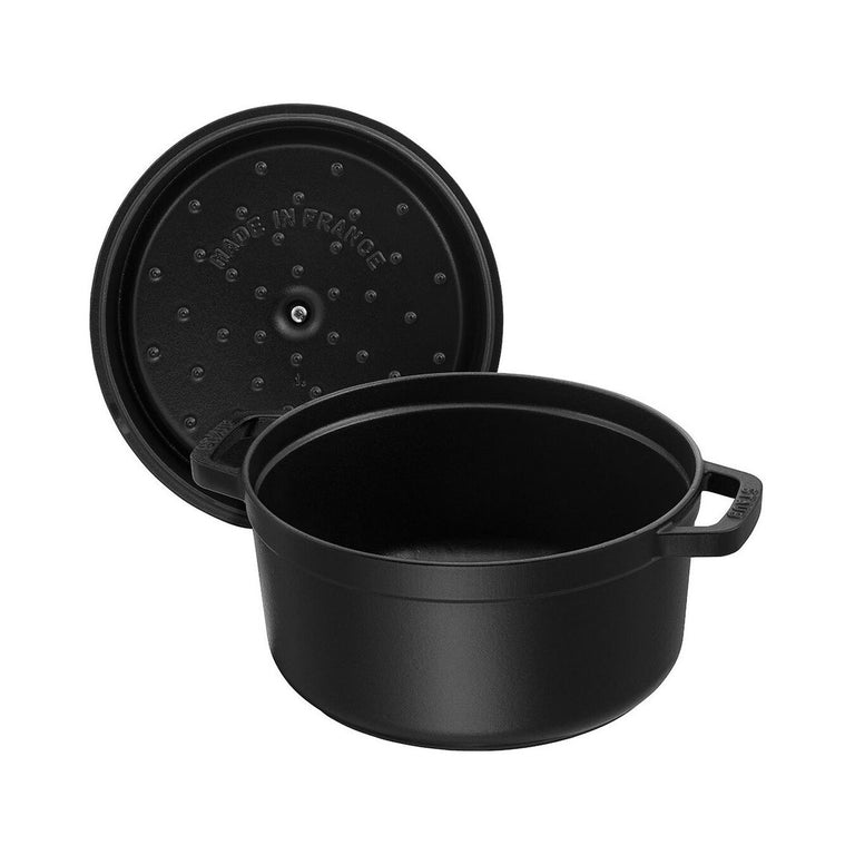 Staub 5.5 Qt. Cast Iron Round Dutch Oven in Black