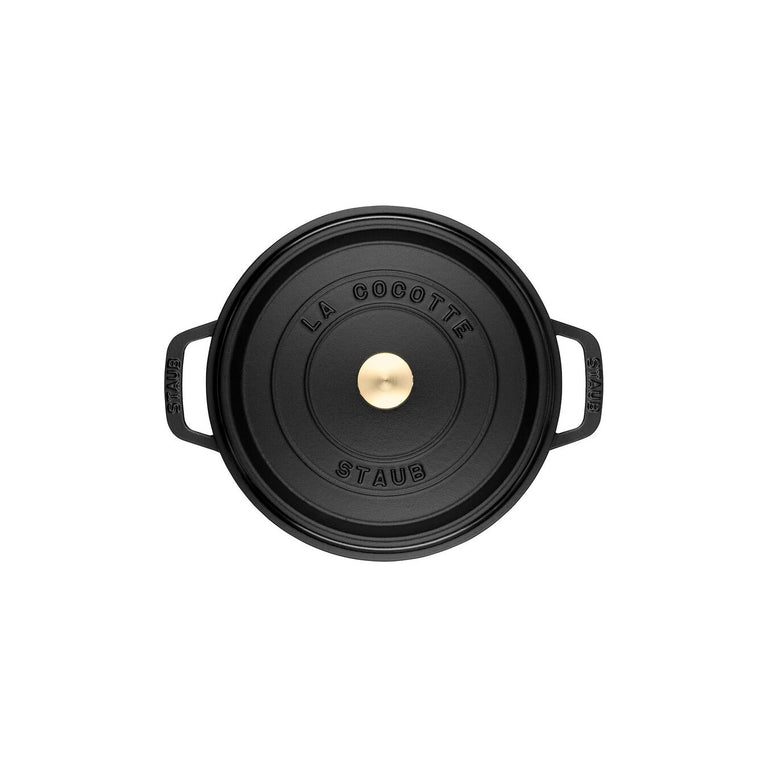 Staub 1.25 Qt. Cast Iron Round Dutch Oven in Black