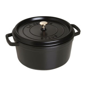 Staub 7 Qt. Cast Iron Round Dutch Oven in Black