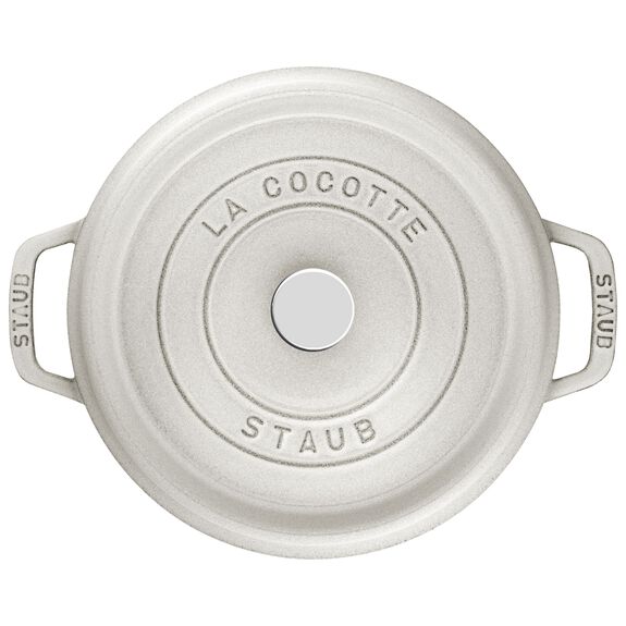 Staub 7 Qt. Cast Iron Round Dutch Oven in White Truffle
