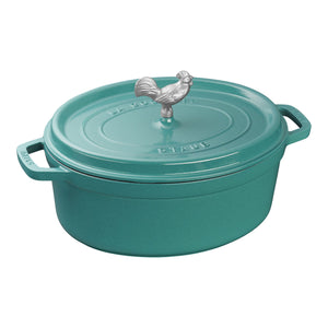 Staub 5.75 Qt. Cast Iron Coq au Vin Dutch Oven in Turquoise