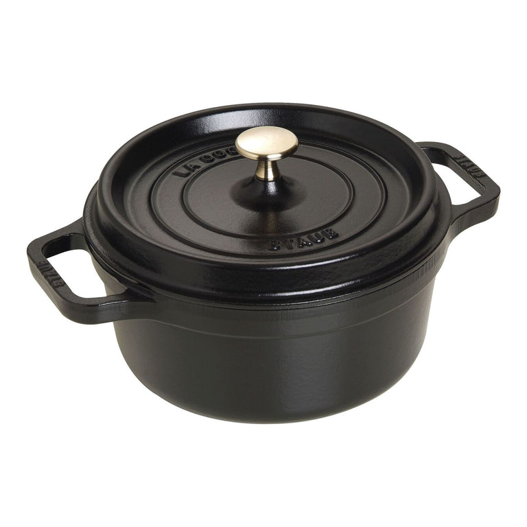 Staub 2.75 Qt. Cast Iron Round Dutch Oven in Black