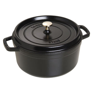 Staub 5.5 Qt. Cast Iron Round Dutch Oven in Black