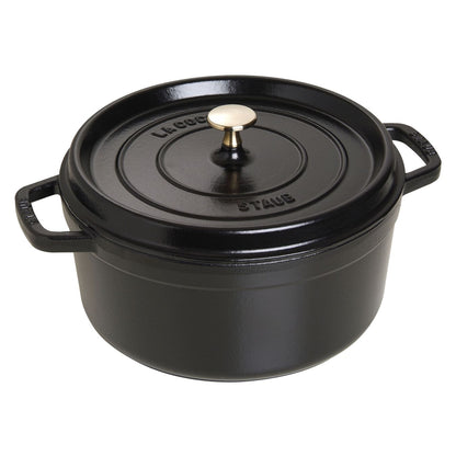 Staub 5.5 Qt. Cast Iron Round Dutch Oven in Black
