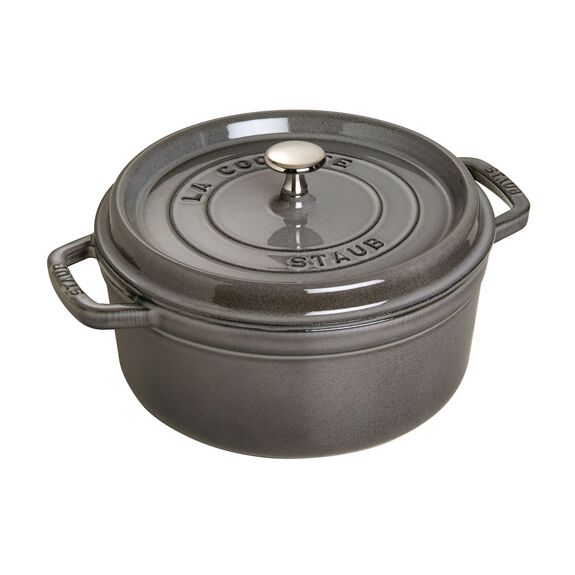 Staub 5.5 Qt. Cast Iron Round Dutch Oven in Graphite Grey