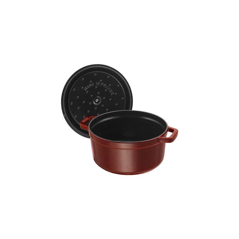 Staub 2.75 Qt. Cast Iron Round Dutch Oven in Grenadine