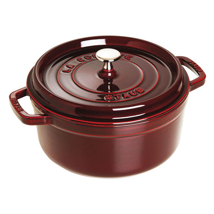 Staub 4 Qt. Cast Iron Round Dutch Oven in Grenadine
