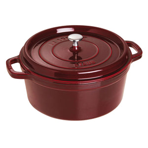 Staub 7 Qt. Cast Iron Round Dutch Oven in Grenadine