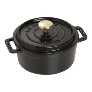 Staub 0.5 Qt. Cast Iron Round Dutch Oven in Black