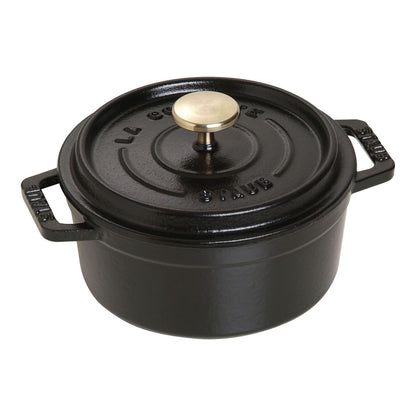 Staub 0.5 Qt. Cast Iron Round Dutch Oven in Black