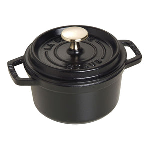Staub 0.75 Qt. Cast Iron Round Dutch Oven in Black