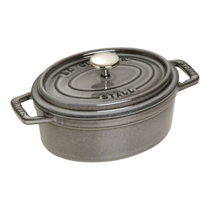 Staub 1 Qt. Cast Iron Oval Dutch Oven in Graphite Grey