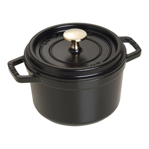 Staub 1.25 Qt. Cast Iron Round Dutch Oven in Black