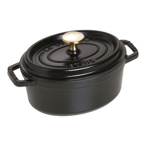 Staub 1 Qt. Cast Iron Oval Dutch Oven in Black