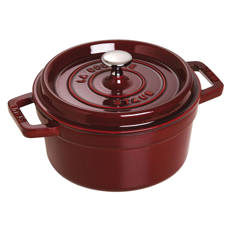 Staub 2.75 Qt. Cast Iron Round Dutch Oven in Grenadine