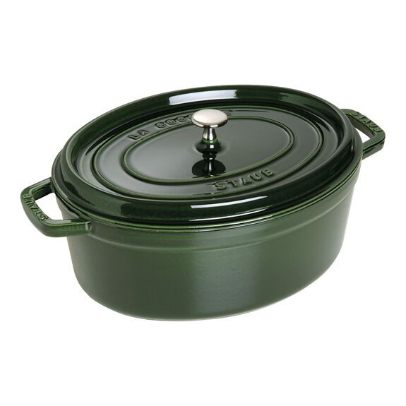 Staub 7 Qt. Cast Iron Oval Dutch Oven in Basil