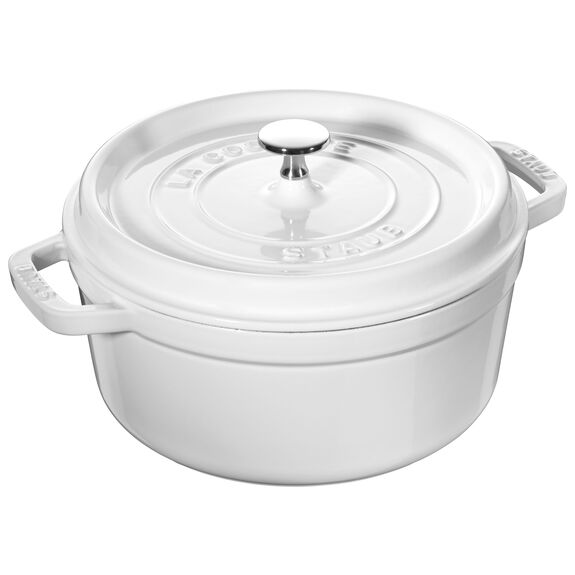 Staub 7 Qt. Cast Iron Round Dutch Oven in White