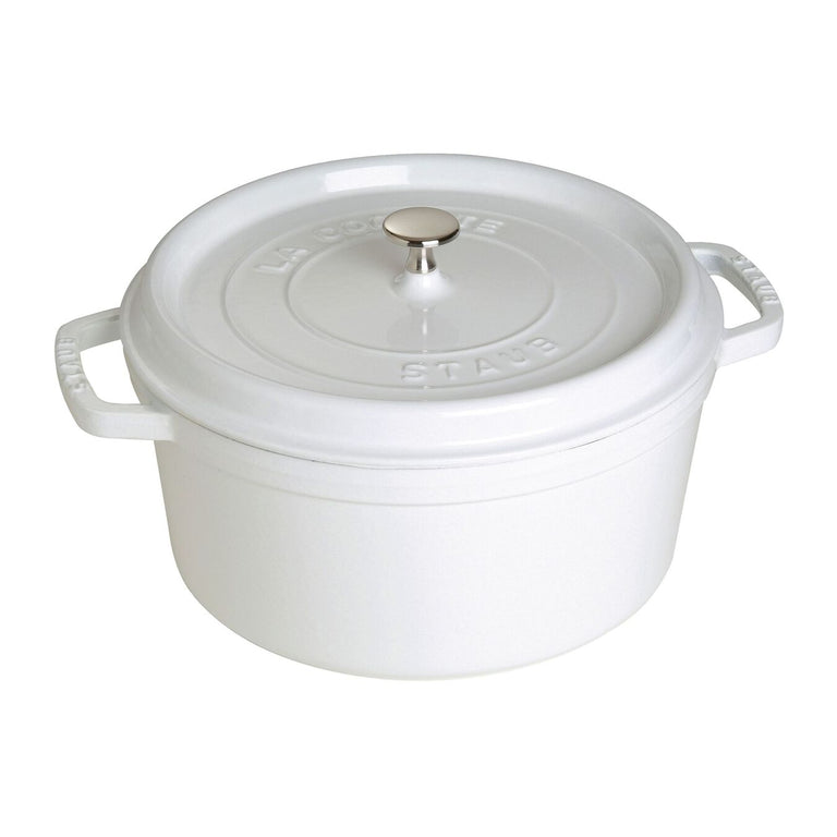 Staub 7 Qt. Cast Iron Round Dutch Oven in White