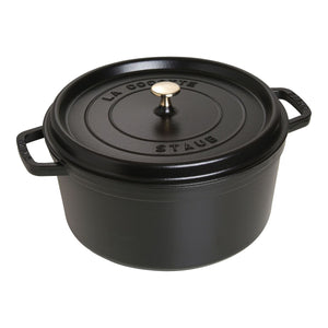 Staub 9 Qt. Cast Iron Round Dutch Oven in Black