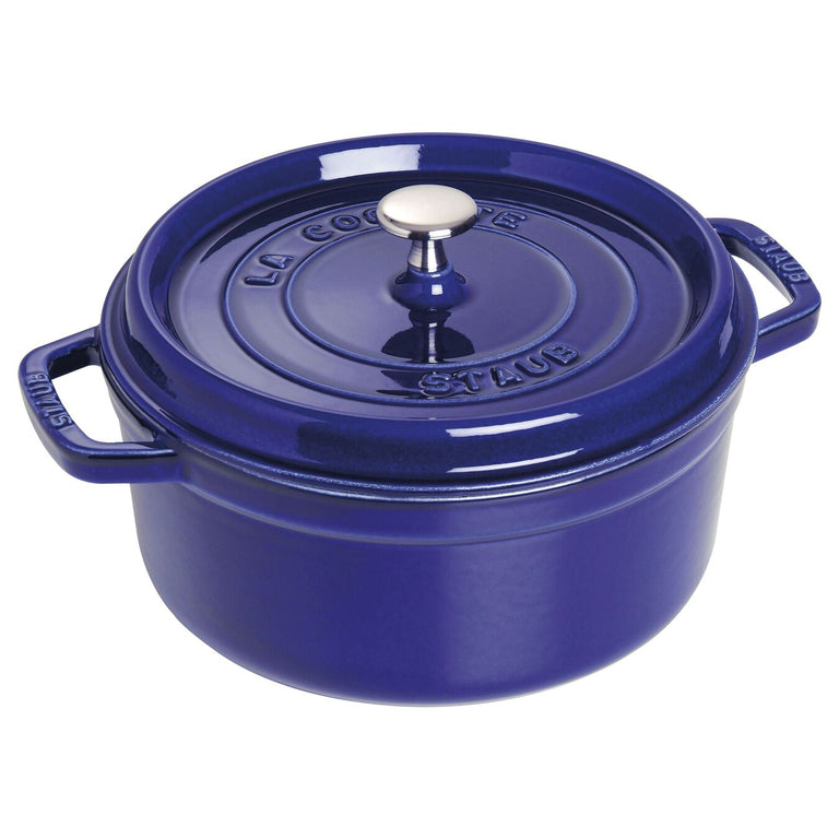 Staub 5.5 Qt. Cast Iron Round Dutch Oven in Dark Blue