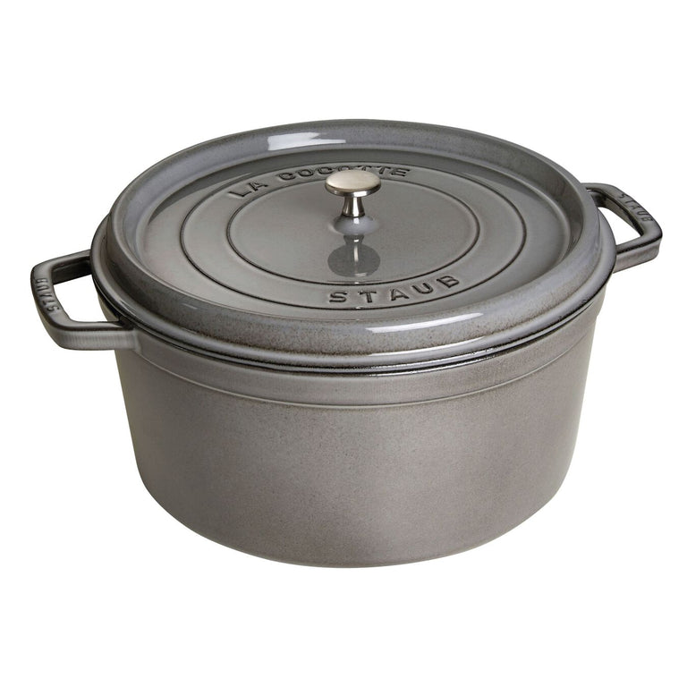 Staub 13.25 Qt. Cast Iron Round Dutch Oven in Graphite Grey