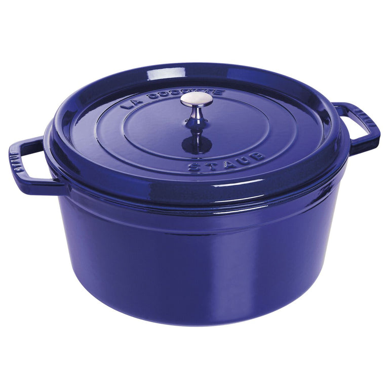 Staub 9 Qt. Cast Iron Round Dutch Oven in Dark Blue