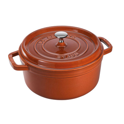 Staub 4 Qt. Cast Iron Round Dutch Oven in Burnt Orange