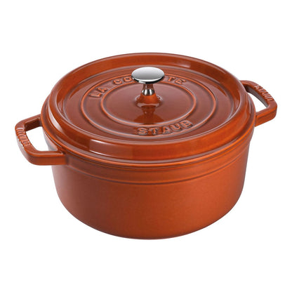Staub 7 Qt. Cast Iron Round Dutch Oven in Burnt Orange