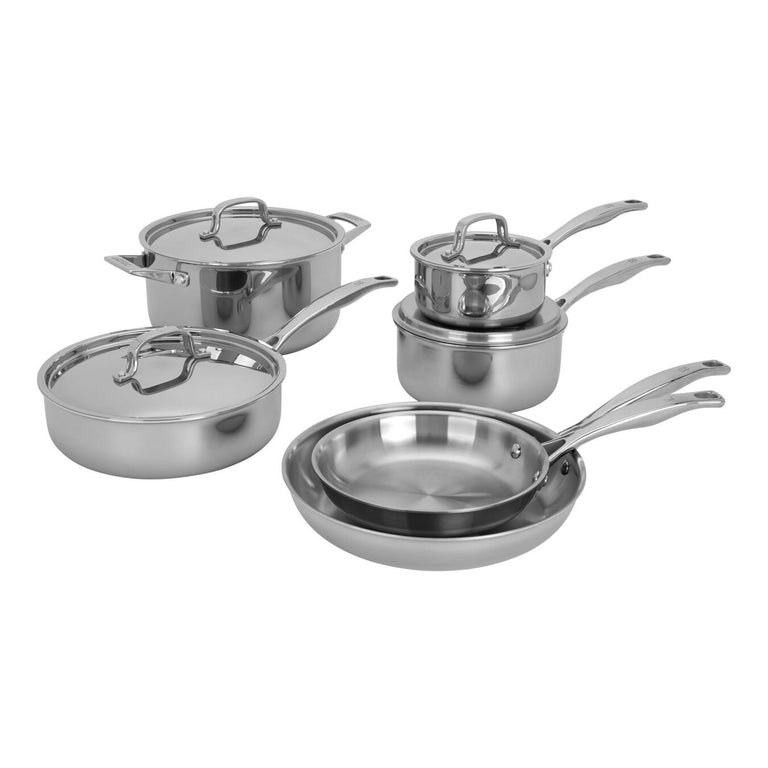 Henckels 10pc Stainless Steel Polished Interior Cookware Set, RealClad Series