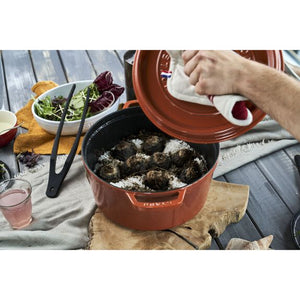 Staub 7 Qt. Cast Iron Round Dutch Oven in Burnt Orange