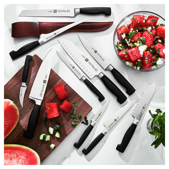 ZWILLING 7" Hollow Edge Santoku Knife, Four Star Series