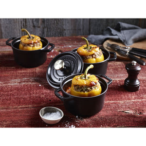 Staub 0.5 Qt. Cast Iron Round Dutch Oven in Black