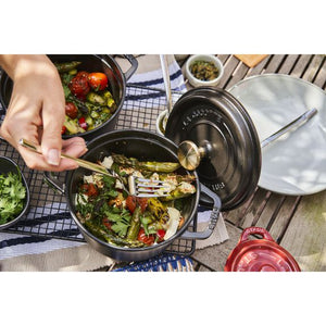 Staub 1.25 Qt. Cast Iron Round Dutch Oven in Black