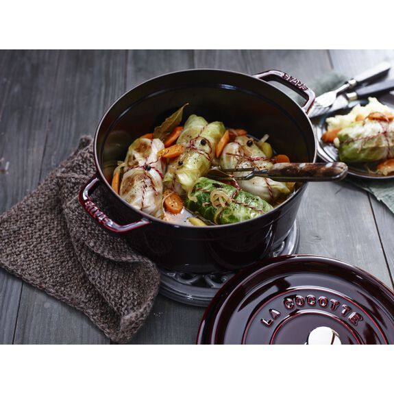 Staub 4 Qt. Cast Iron Round Dutch Oven in Grenadine