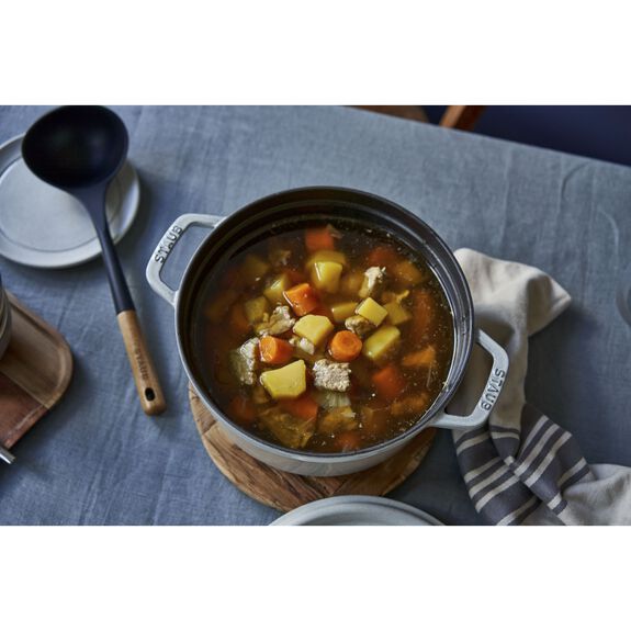 Staub 4 Qt. Cast Iron Round Dutch Oven in White Truffle