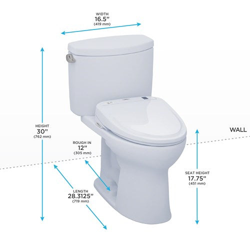 Toto Drake II 1.28 GPF Elongated Two Piece Toilet S350e, MW454584CEFG#01