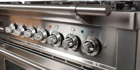ILVE Professional Plus 36" Natural Gas Burner, Electric Oven Range in Glossy Black with Chrome Trim, UPW90FDMPNNG