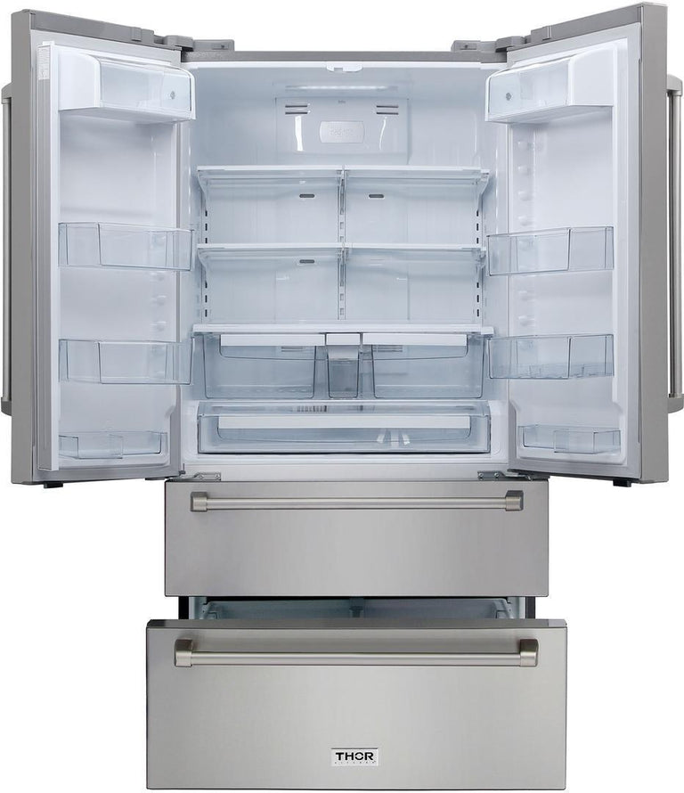 Thor Kitchen 36 in. 20.85 cu. ft. French Door Refrigerator Stainless Steel, HRF3601F | Premium Home Source